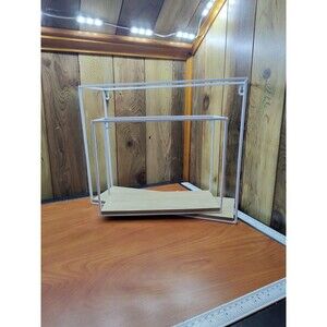 PAIR Metal Wire Frame Shadow Boxes, Decorative Wire Cube Floating Shelves, White